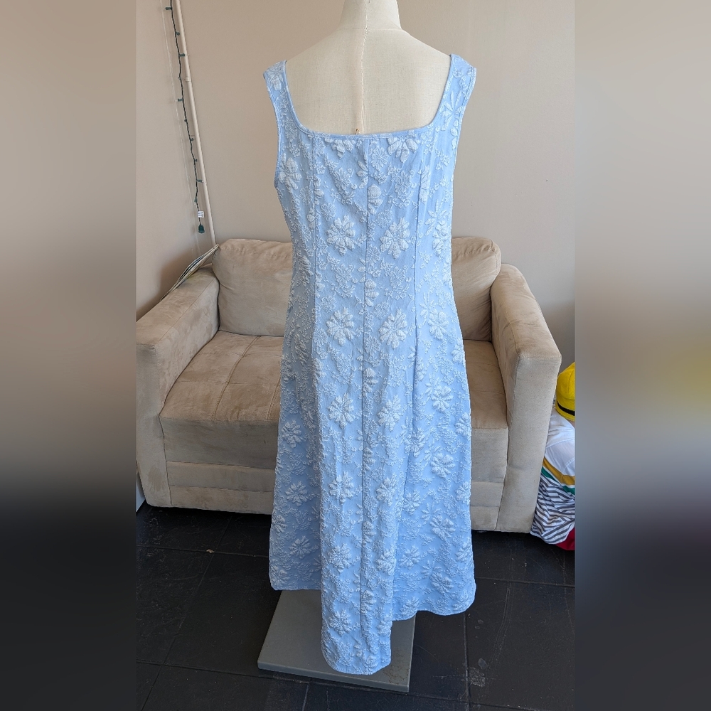 Light Blue Floral Embroidered Dress - Picture 2 of 2